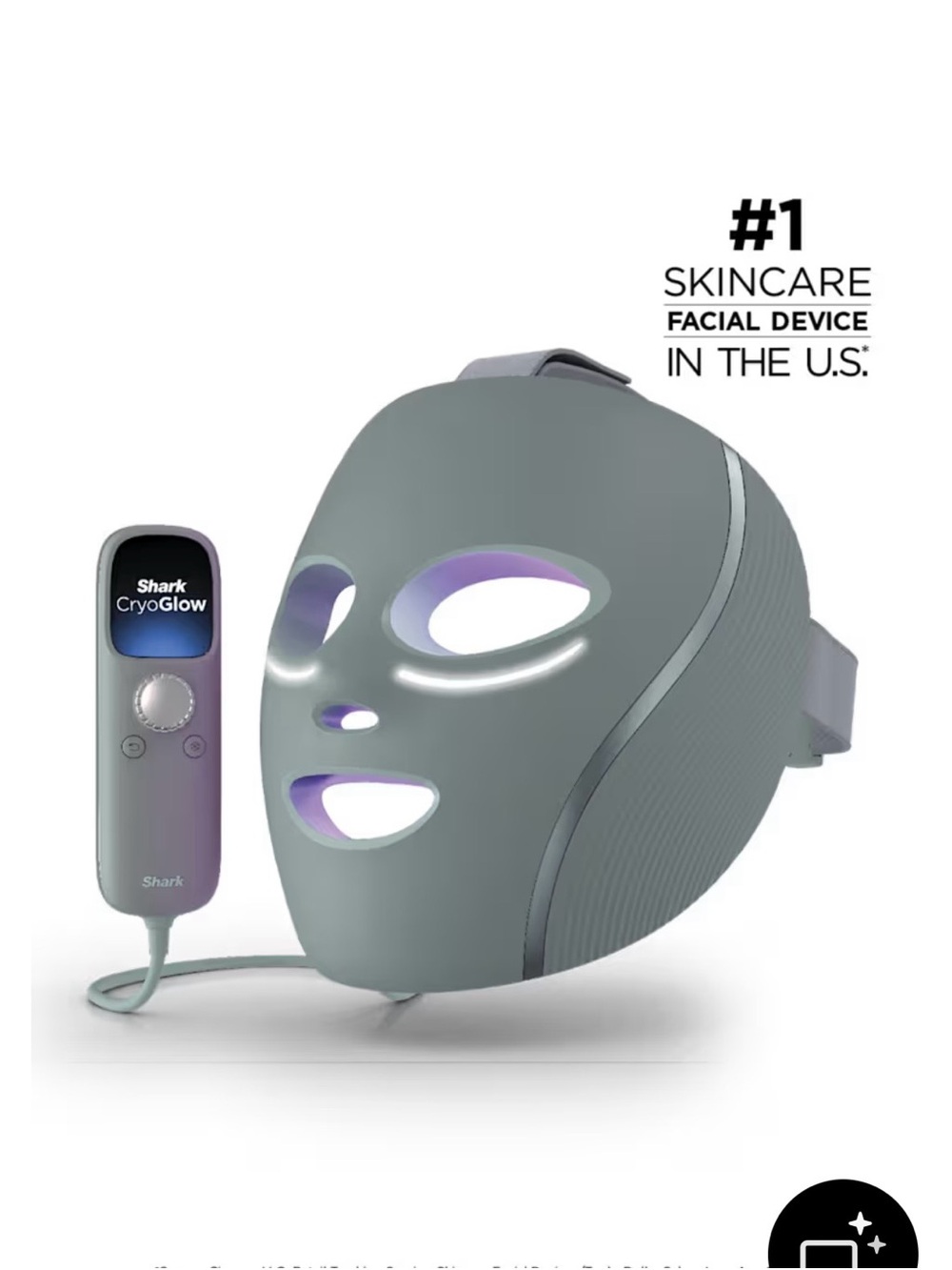 Shark CryoGlow Gray LED Facial Mask - Cooling LED Skincare Device